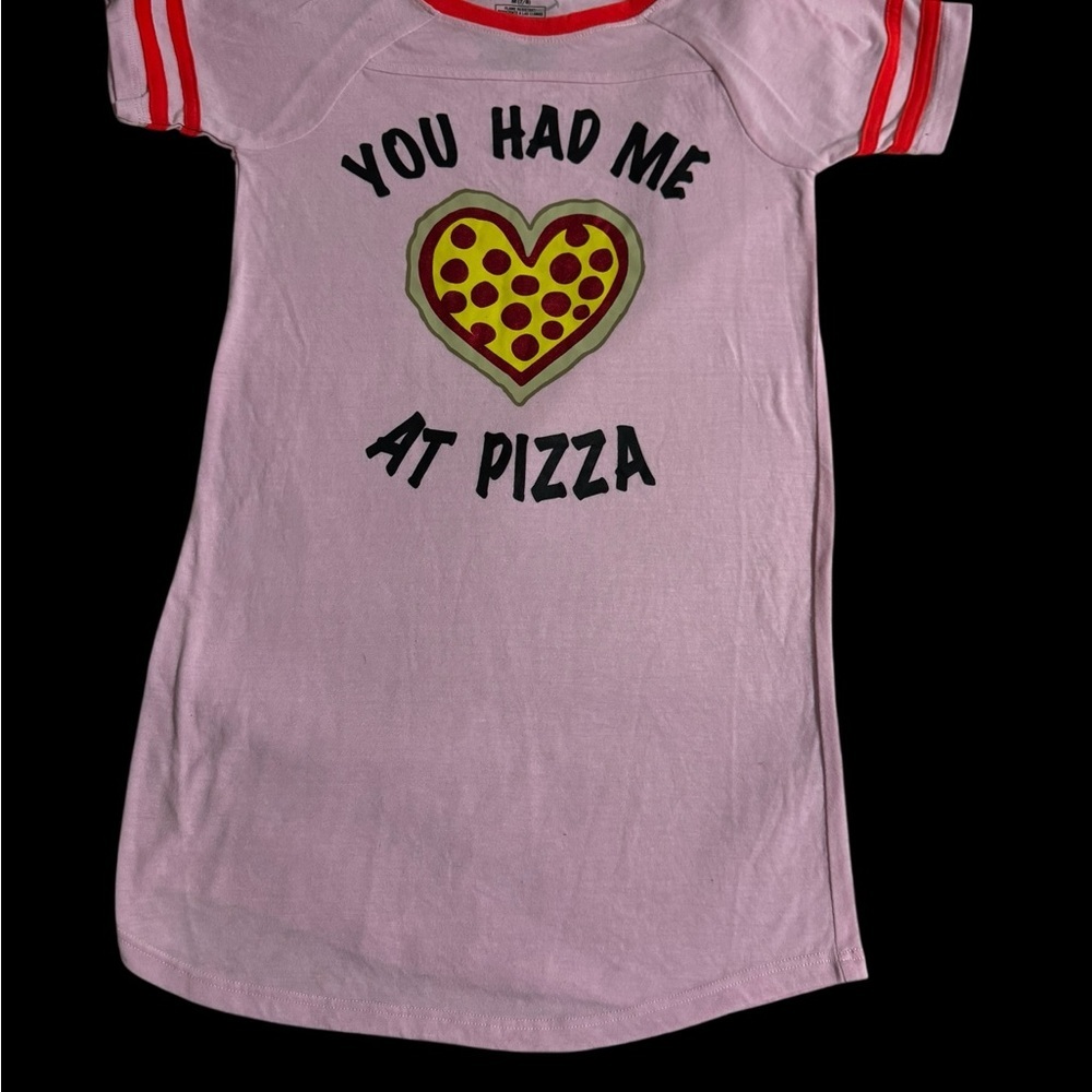 Joe Boxer Pink Tee with Pizza Heart Graphic